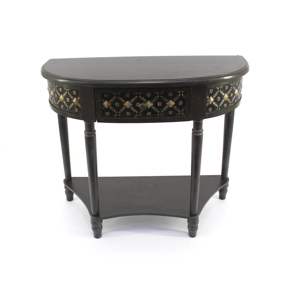 dark wood console table with drawers