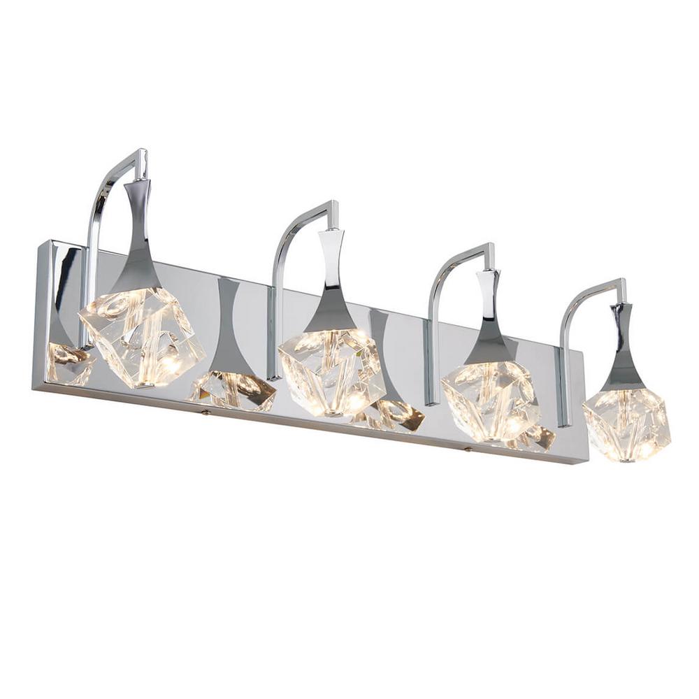 Home Decorators Collection Keighley 24 In Chrome LED Crystal Vanity   Chrome Artika Vanity Lighting Van4l Rn 64 145 