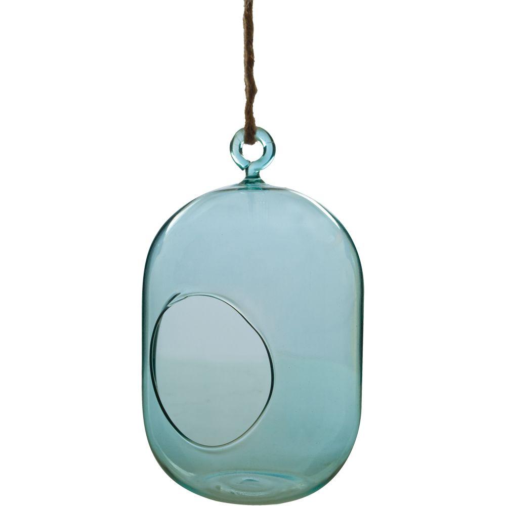 Pride Garden Products Mika 3.5 in. x 6.5 in. Blue Glass Hanging Capsule