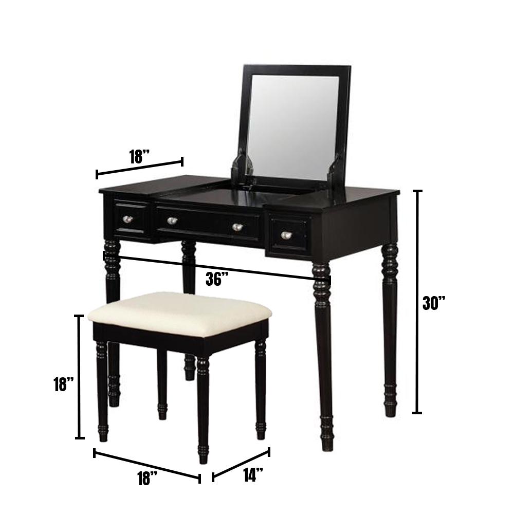 William's Home Furnishing Baylee Black Vanity SetCMDK5237 The Home