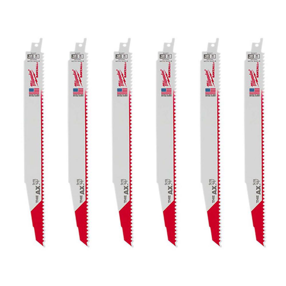 Milwaukee 12 in. 5 Teeth per in. AX Nail Embedded Wood Cutting SAWZALL Reciprocating Saw Blades (6 Pack) was $24.97 now $12.99 (48.0% off)