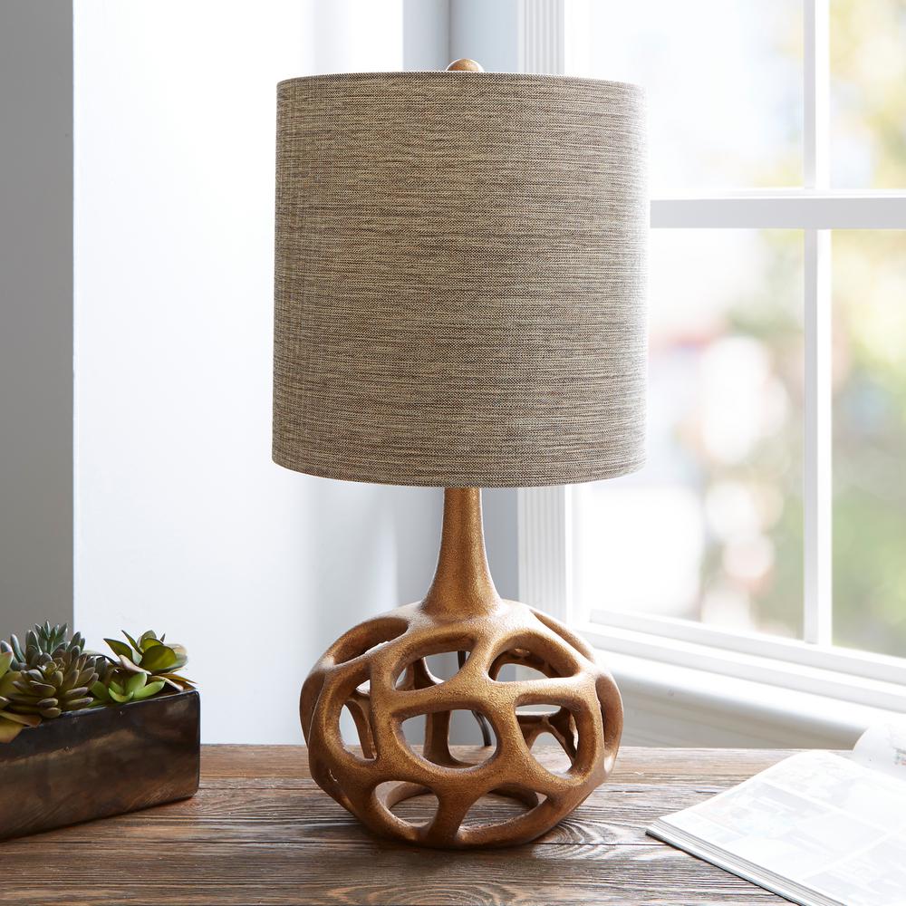 Gray Table Lamps The Home Depot Gold Table Lamp With Linen Shade