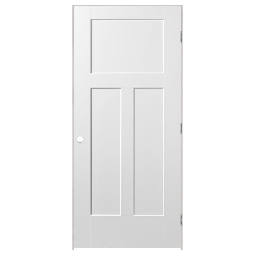 Masonite 36 in. x 80 in. Winslow 3Panel RightHanded SolidCore Primed