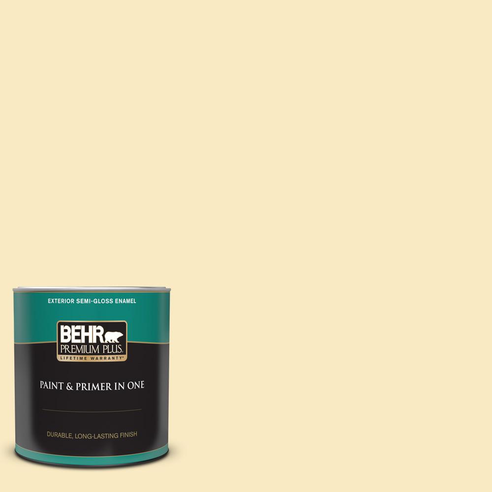 BEHR PREMIUM PLUS 1 qt. #340A-2 Rich Cream Semi-Gloss Enamel Exterior