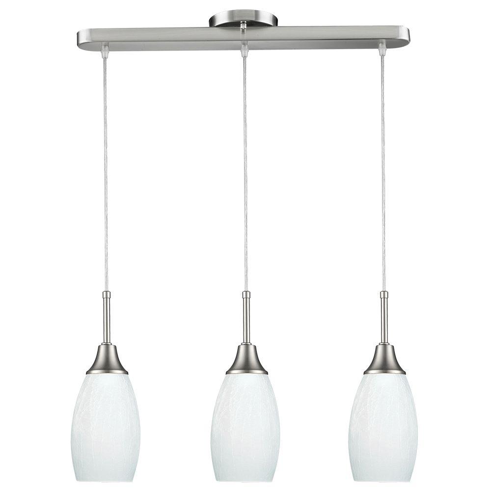 White Led Lighting Kitchen Island beldi peak collection 3 light white and nickel pendant