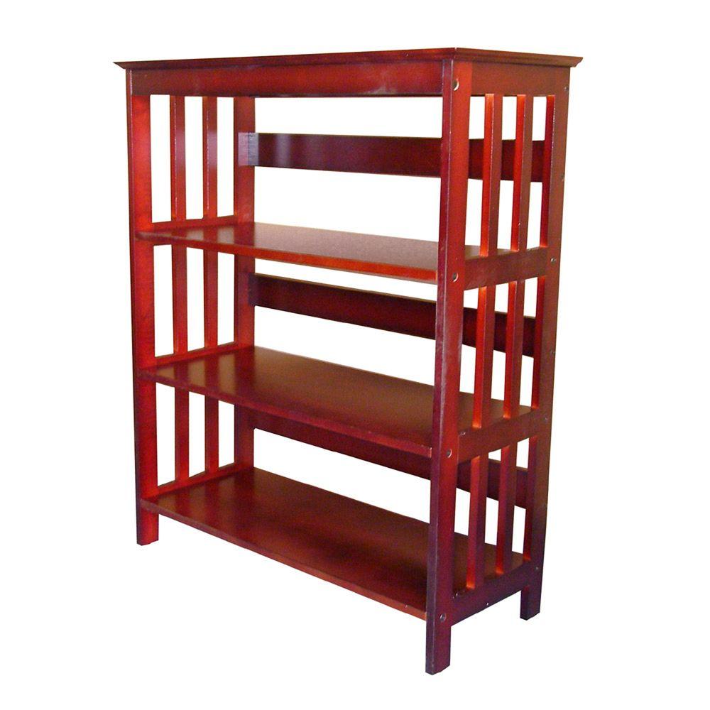 36 In Cherry Wood 3 Shelf Etagere Bookcase With Open Back R5416