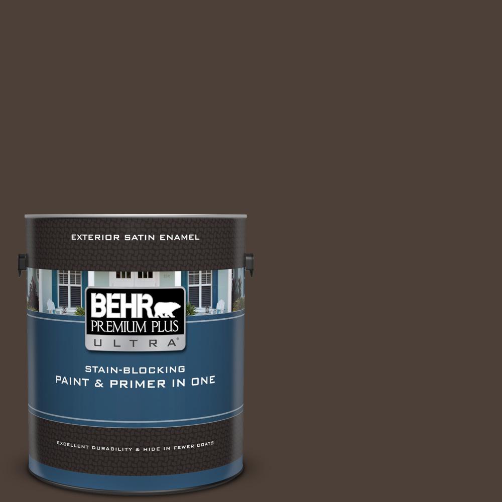 Behr Premium Plus Ultra 1 Gal Ul110 23 Polished Leather Satin Enamel Exterior Paint And Primer In One