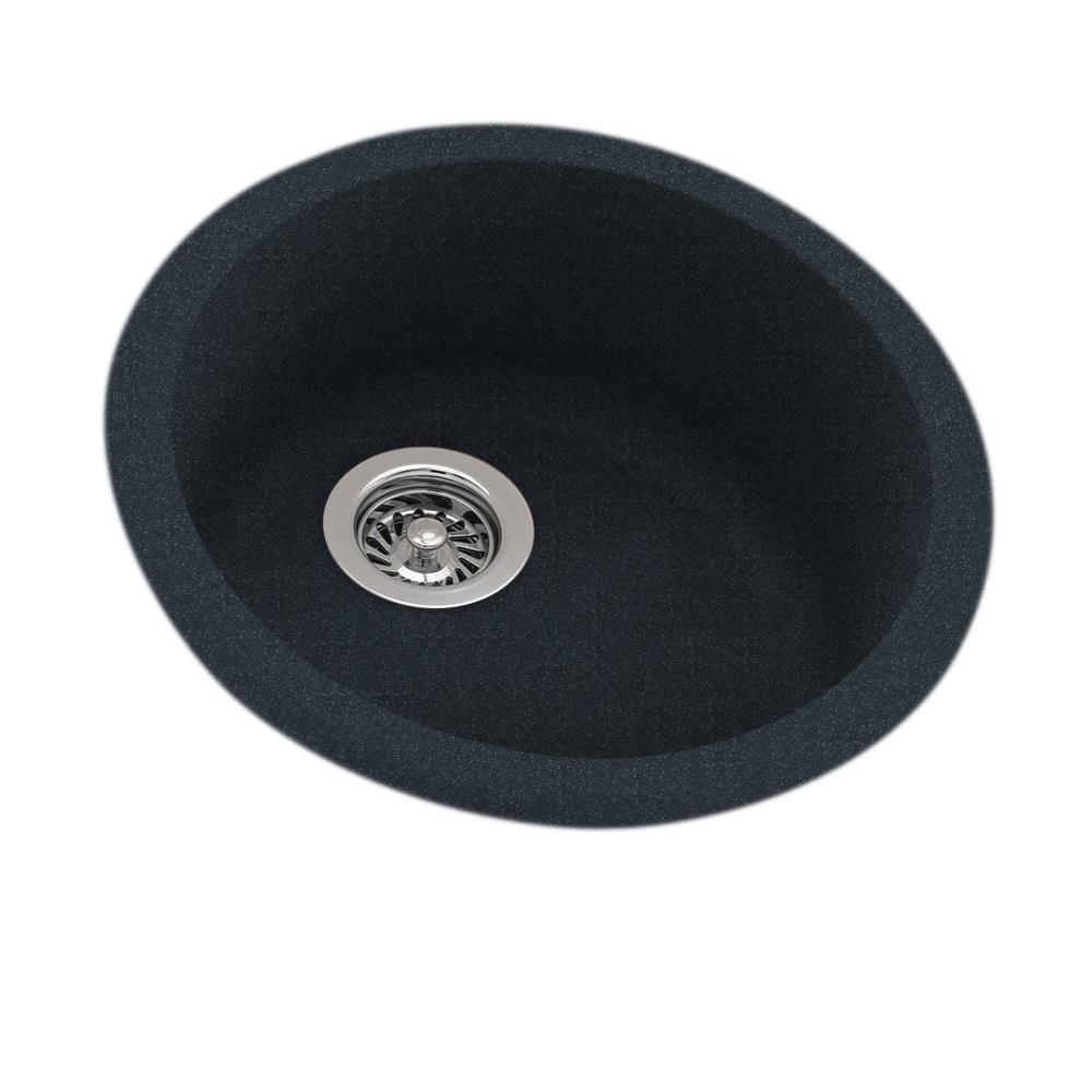Swan Undermount Composite 18 3 In 0 Hole Single Bowl Round Kitchen 0 Hole Single Bowl Round Kitchen Sink In Black
