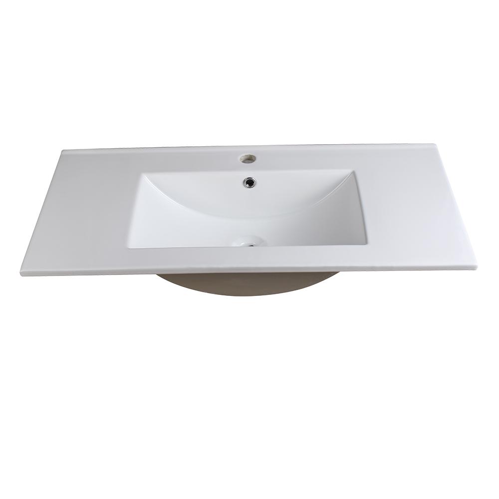 Fresca Allier 36 In Drop In Ceramic Bathroom Sink In White With