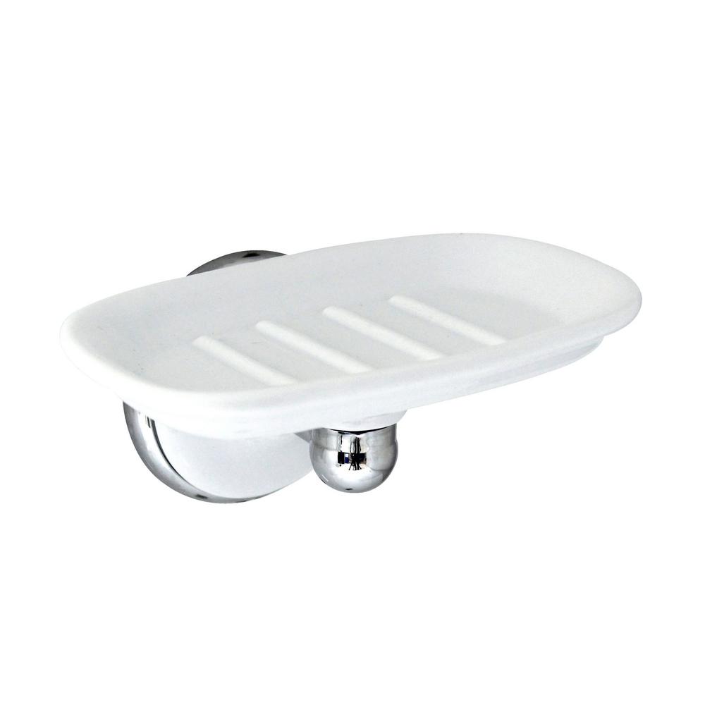 Modona Arora Porcelain Soap Dish In White And Polished Modona Arora Porcelain Soap Dish In White And Polished Chrome