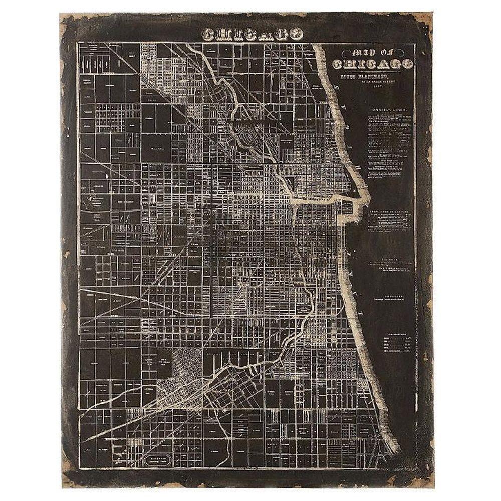 Unbranded 45 In H X 35 5 In W Mdf And Canvas Map Of Chicago Wall Art 1185910260 The Home Depot