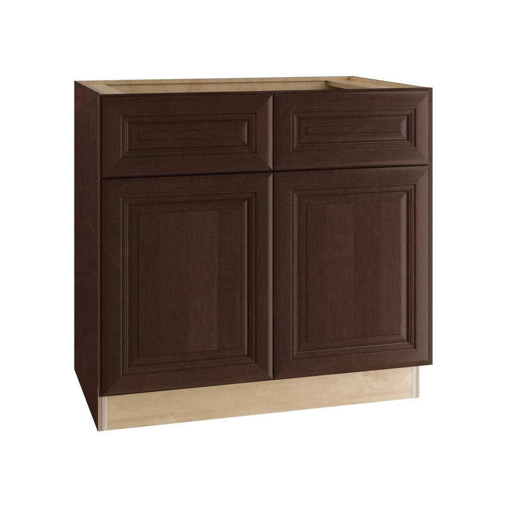 Home Decorators Collection Roxbury Assembled 36x34 5x24 In Plywood Mitered Sink Base Kitchen Cabinet Soft Close Doors In Stained Manganite Sb36 Rmg The Home Depot