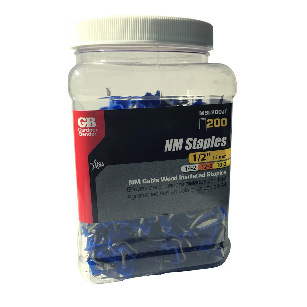 MC AC Blue Secures: NM Electrical Cable /½ Gardner Bender MSI-200BX Insulated Metal Staple and UF Cable BX