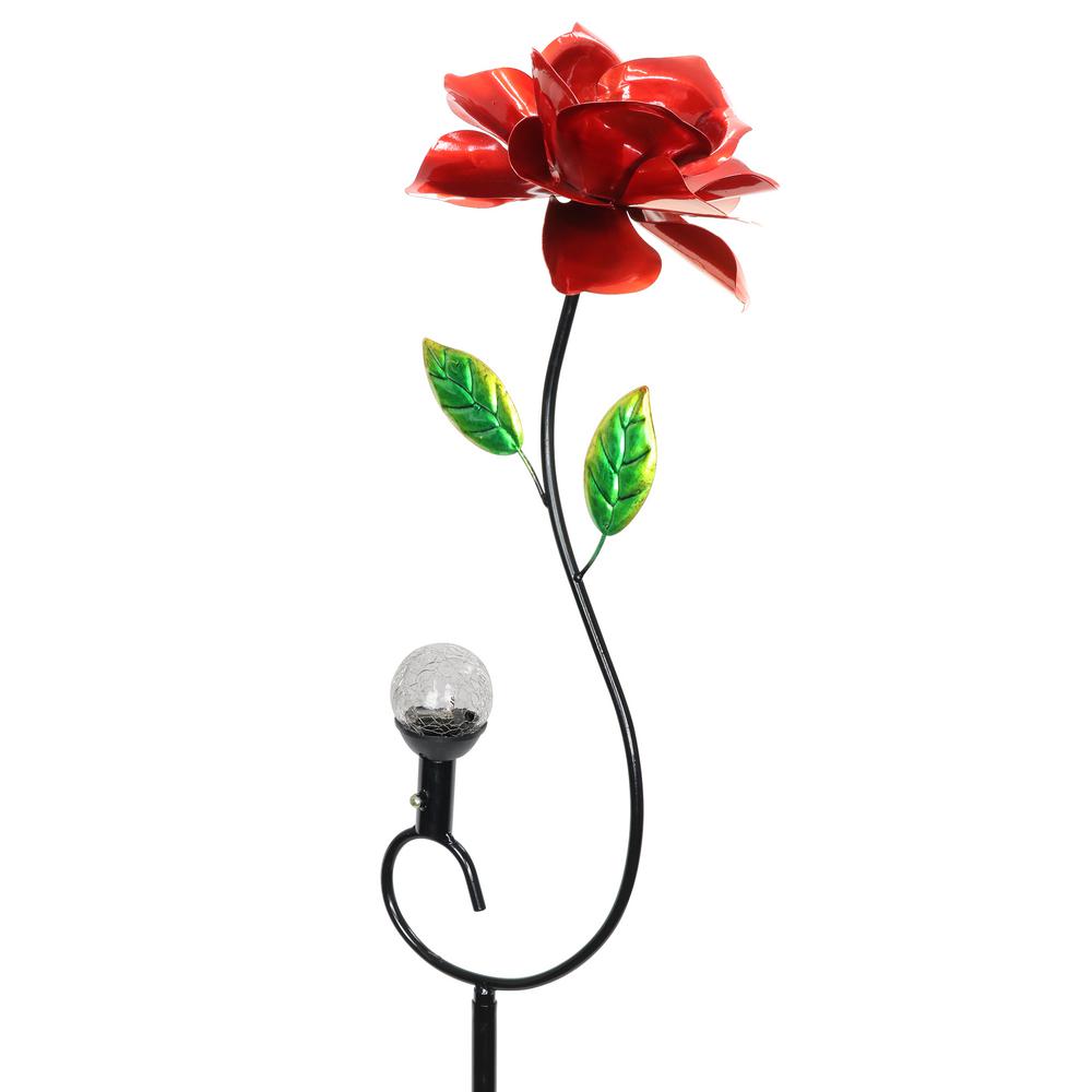 Exhart Solar Rose Spinning 3 67 Ft Red Metal Garden Stake 15434 Rs The Home Depot - Metal Decorative Garden Stakes Flower Exhart Solar Rose Spinning 3 67 Ft Red Metal Garden Stake 15434 Rs The Home Depot - Metal Decorative Garden Stakes Flower