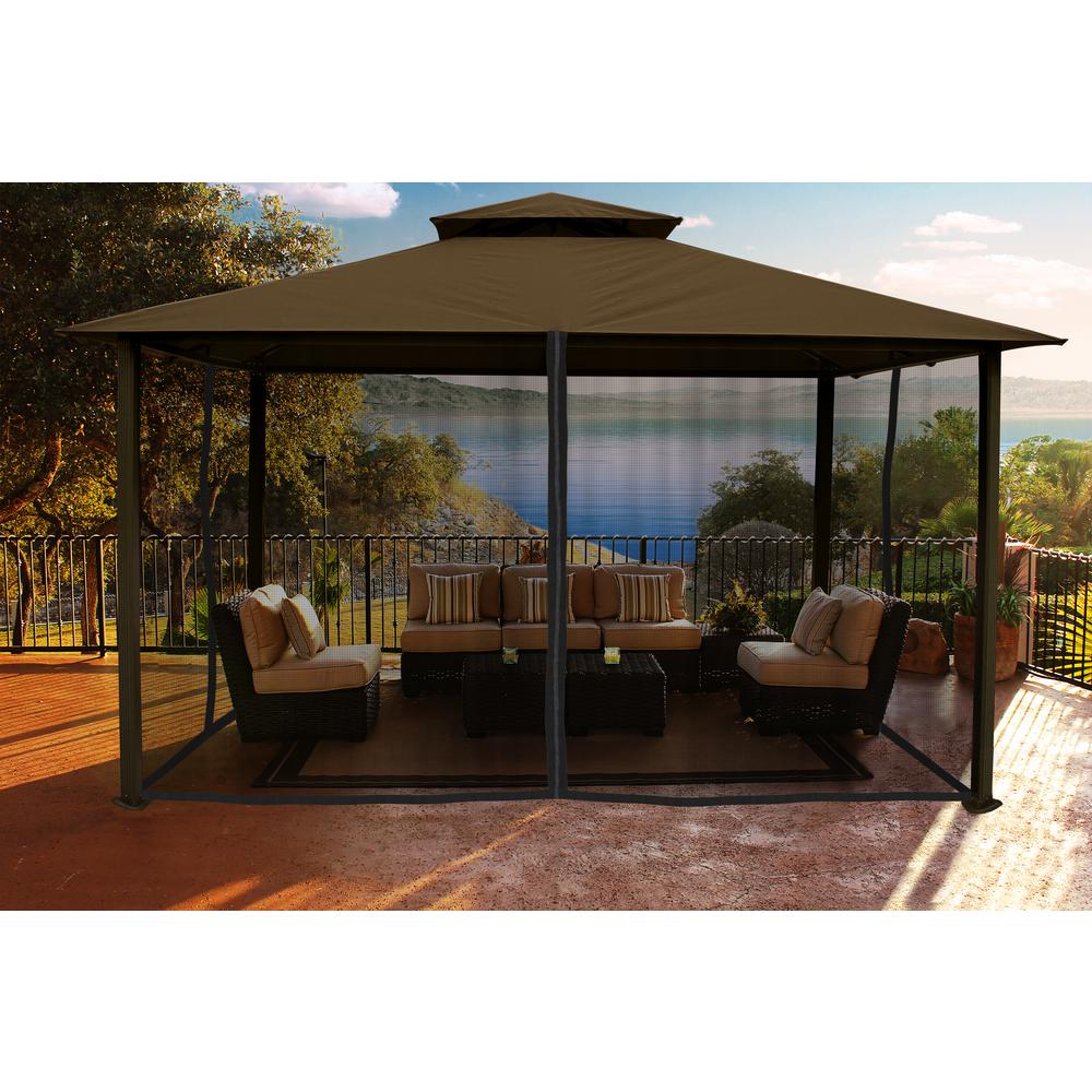 Paragon Outdoor Paragon 11 Ft X 14 Ft Gazebo With Cocoa Top And Mosquito Netting Gz584nck The Home Depot