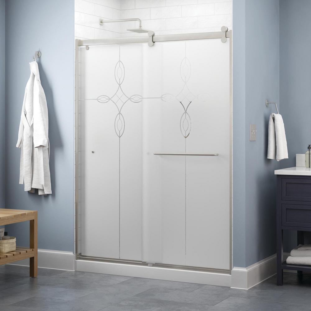 Delta Simplicity 60 x 71 in. Frameless Contemporary Sliding Shower Door ...