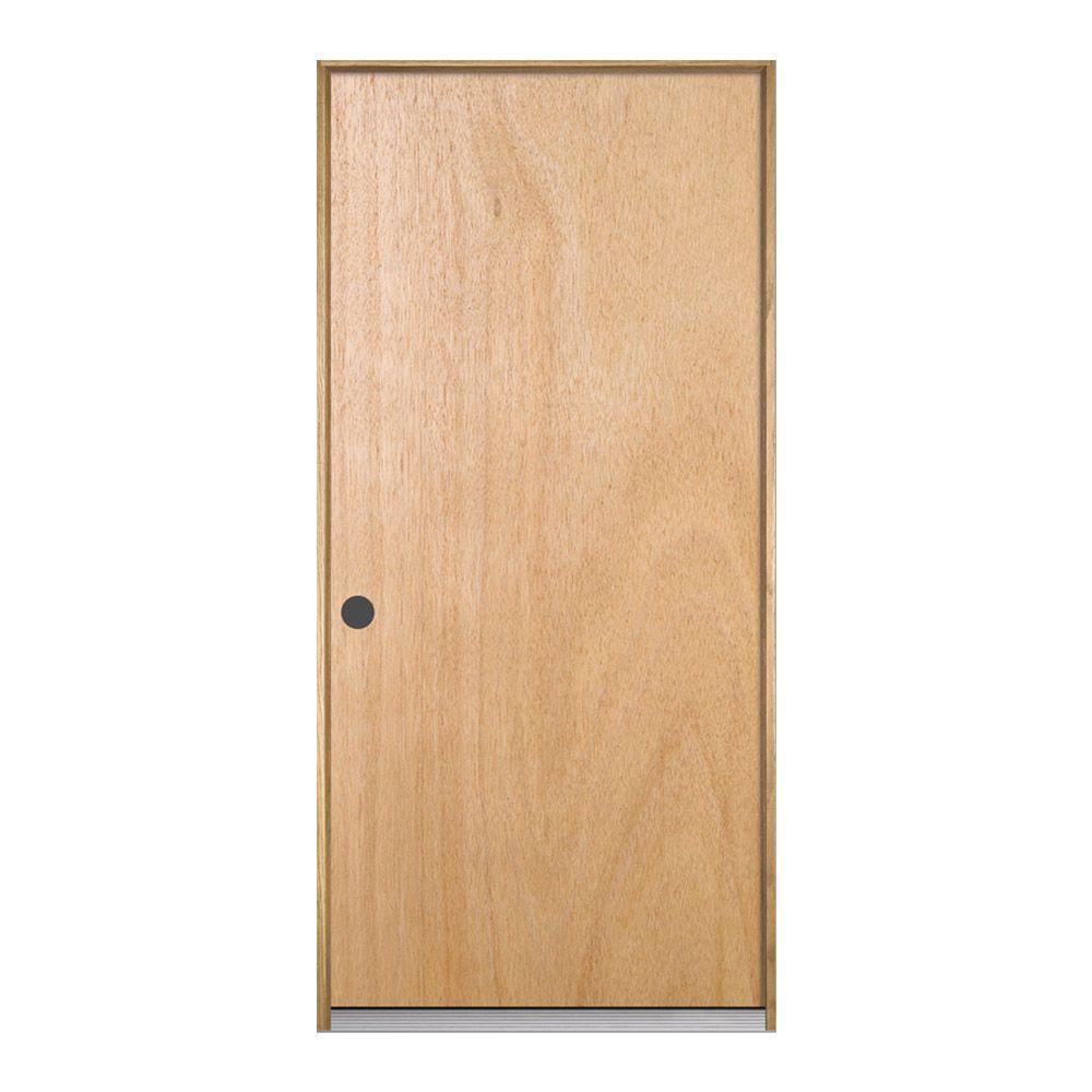 Jeld Wen 30 In X 80 In Unfinished Right Hand Flush Solid Core Hardwood Single Prehung Interior Door