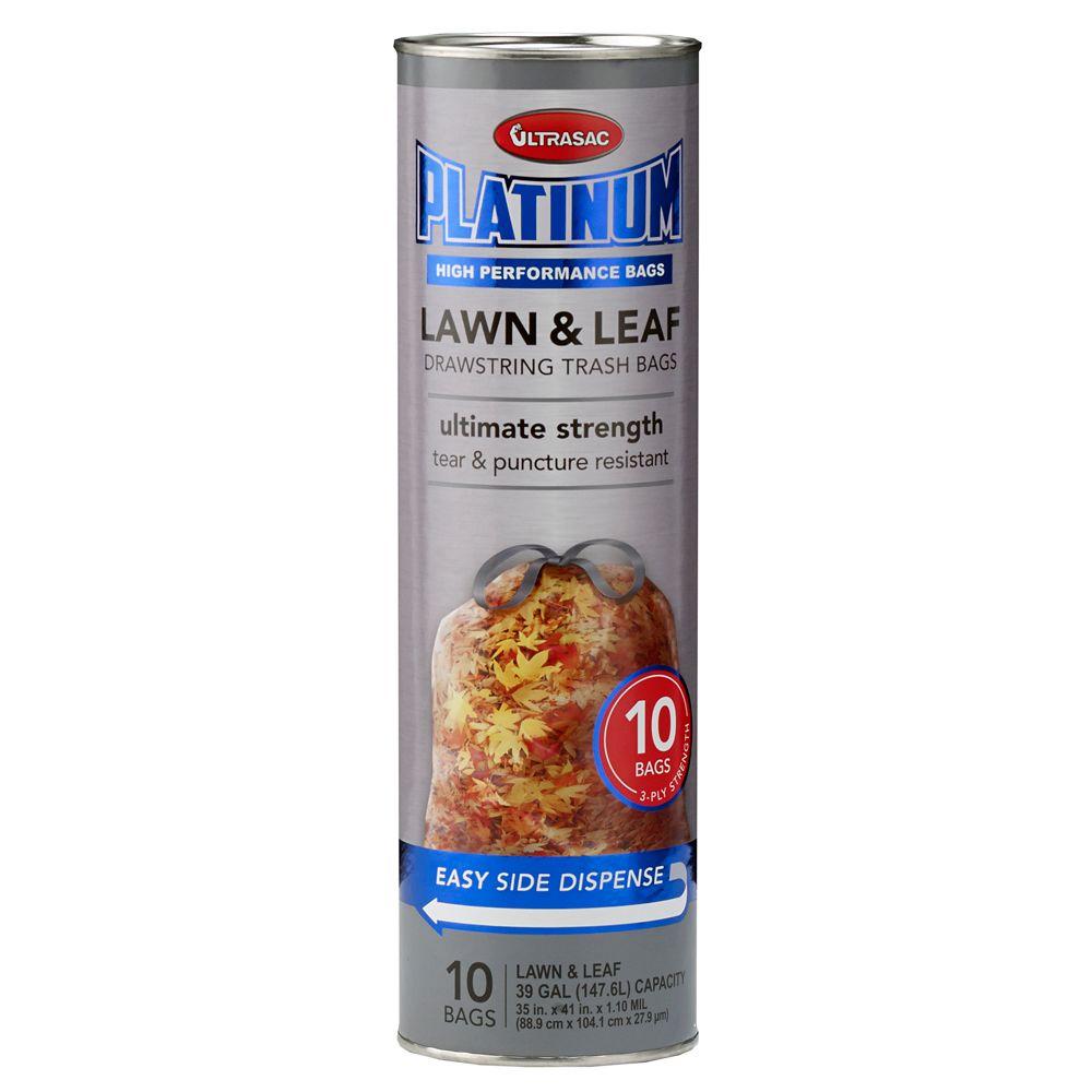 Ultrasac 39 Gal. Lawn and Leaf Clear Drawstring Trash Bags (10Count