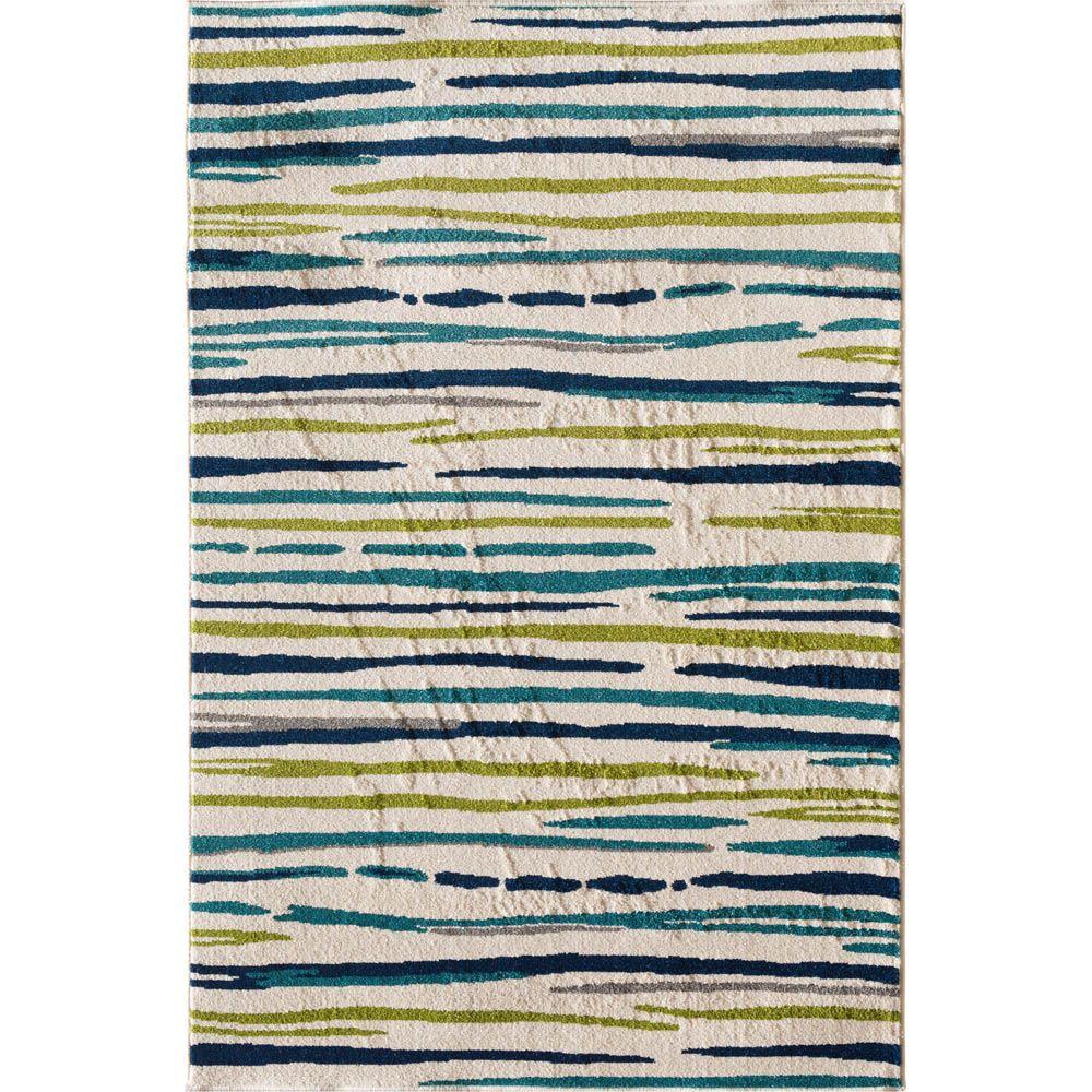 Natco Patio Brights Painterly Turquoise 5 ft. x 7 ft. 3 in. Indoor