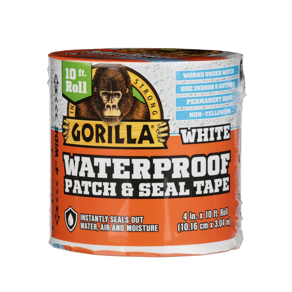 Gorilla 4 in. x 10 ft. White Waterproof Patch and Seal Tape (2Pack)101895 The Home Depot