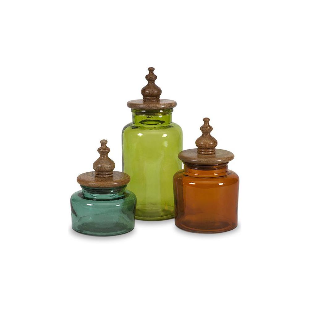 IMAX Saburo Blue, Red and Green Glass Canisters (Set of 3)717233