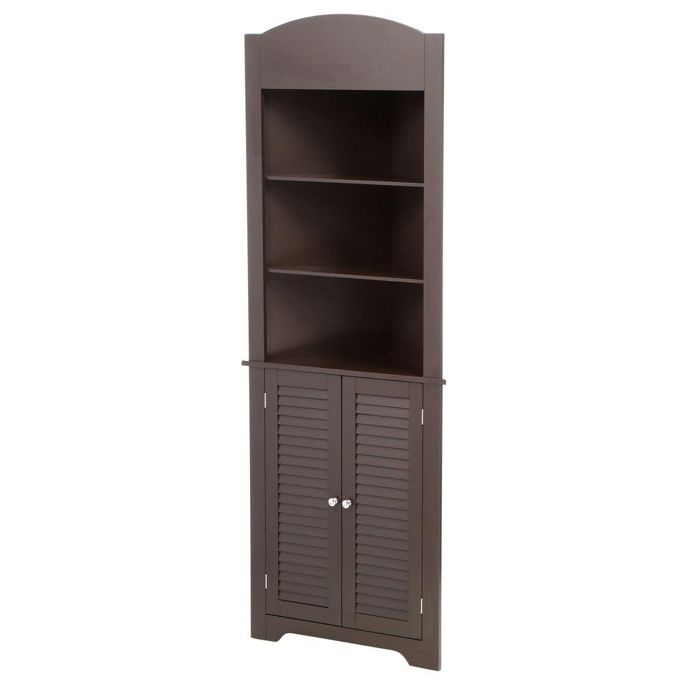 Riverridge Home Ellsworth 23 1 4 In W X 68 3 10 In H X 11 1 2 D Corner Bathroom Linen Storage Tower Cabinet In Espresso 06 028 The Home Depot