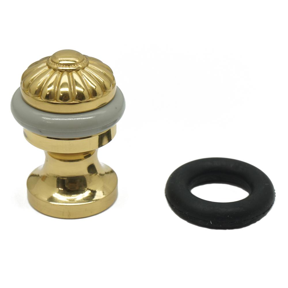 Solid Brass Melon Bullet Floor Door Stop in Polished Brass No Lacquer