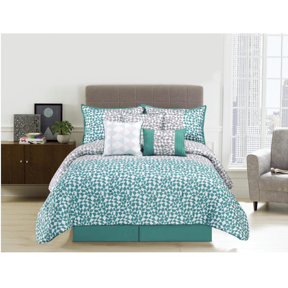 Piccadilly 7-Piece Aqua Queen Comforter Set-MF75P05CMFS