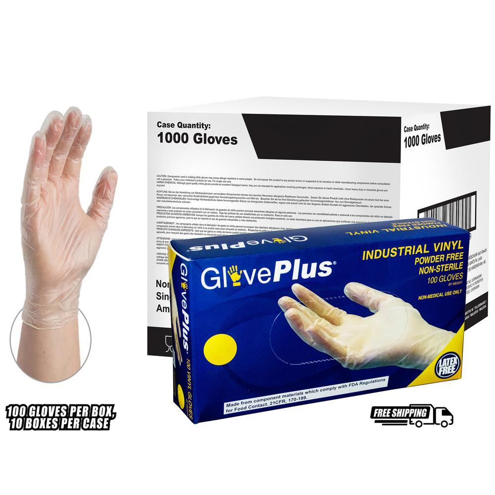 AMMEX Medium 4 mm GlovePlus Clear Vinyl Industrial Powder Free