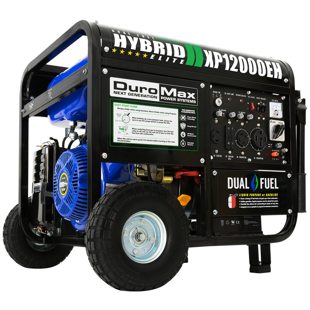 Portable Generators The Home Depot 12000 9500 Watt 18 Hp Dual Fuel Ed Portable Hybrid Electric Start Gasoline
