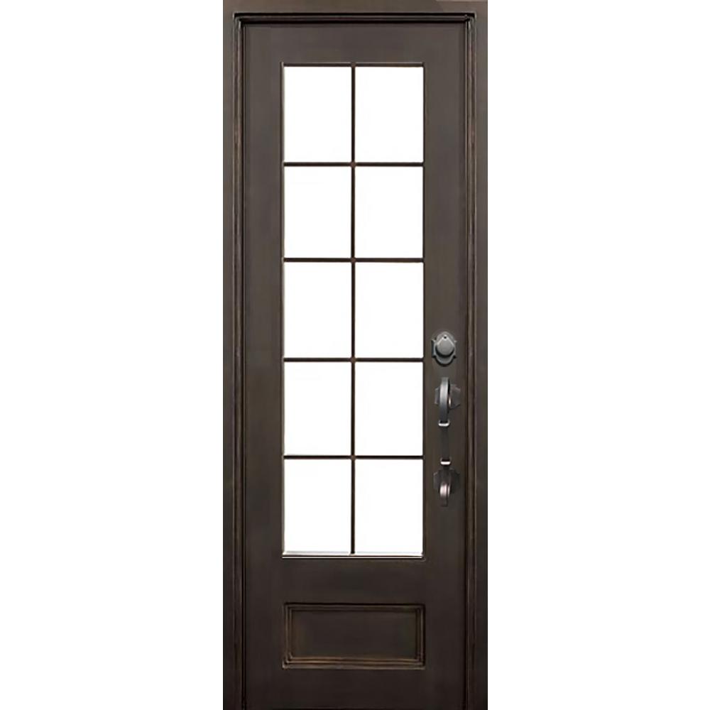 Allure Iron Doors Windows 40 In X 97 5 Key Largo Dark Bronze Key Largo Dark Bronze Left Hand Inswing Painted Iron Prehung Front Door W Clear Glass Hardware