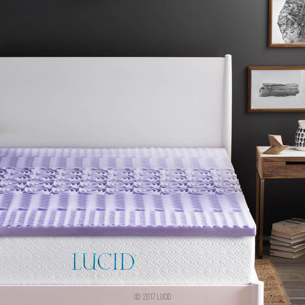 Lucid 2-inch Lavender Scented Zoned Memory Foam Mattress Topper - King