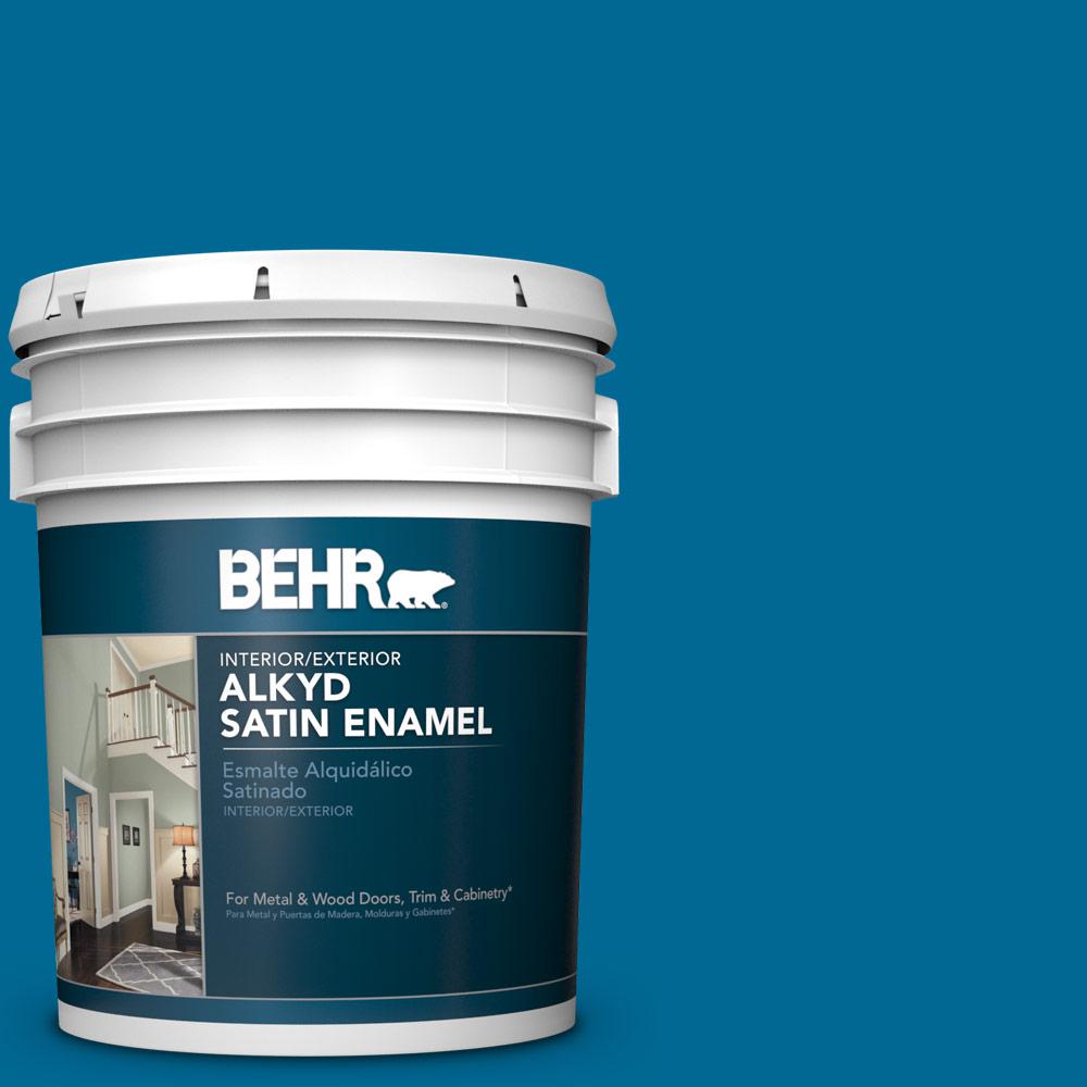 BEHR 5 gal. OSHA1 Safety Blue Satin Enamel Alkyd Interior/Exterior