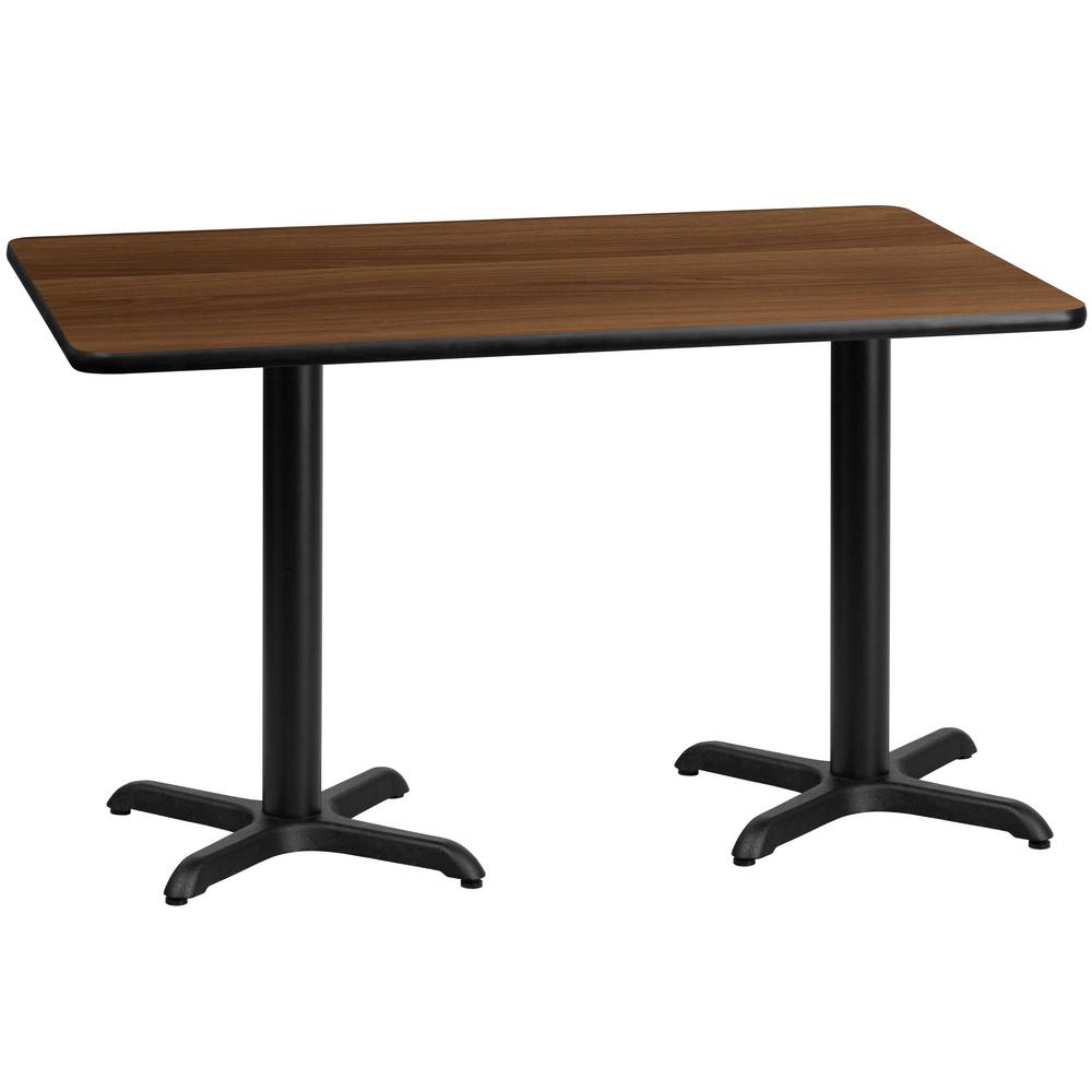30 In X 60 Rectangular Walnut Laminate Table Top With 22 Height Bases 30 In X 60 Rectangular Walnut Laminate Table Top With 22 Height Bases