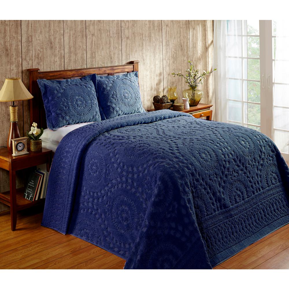 navy blue bedspread queen