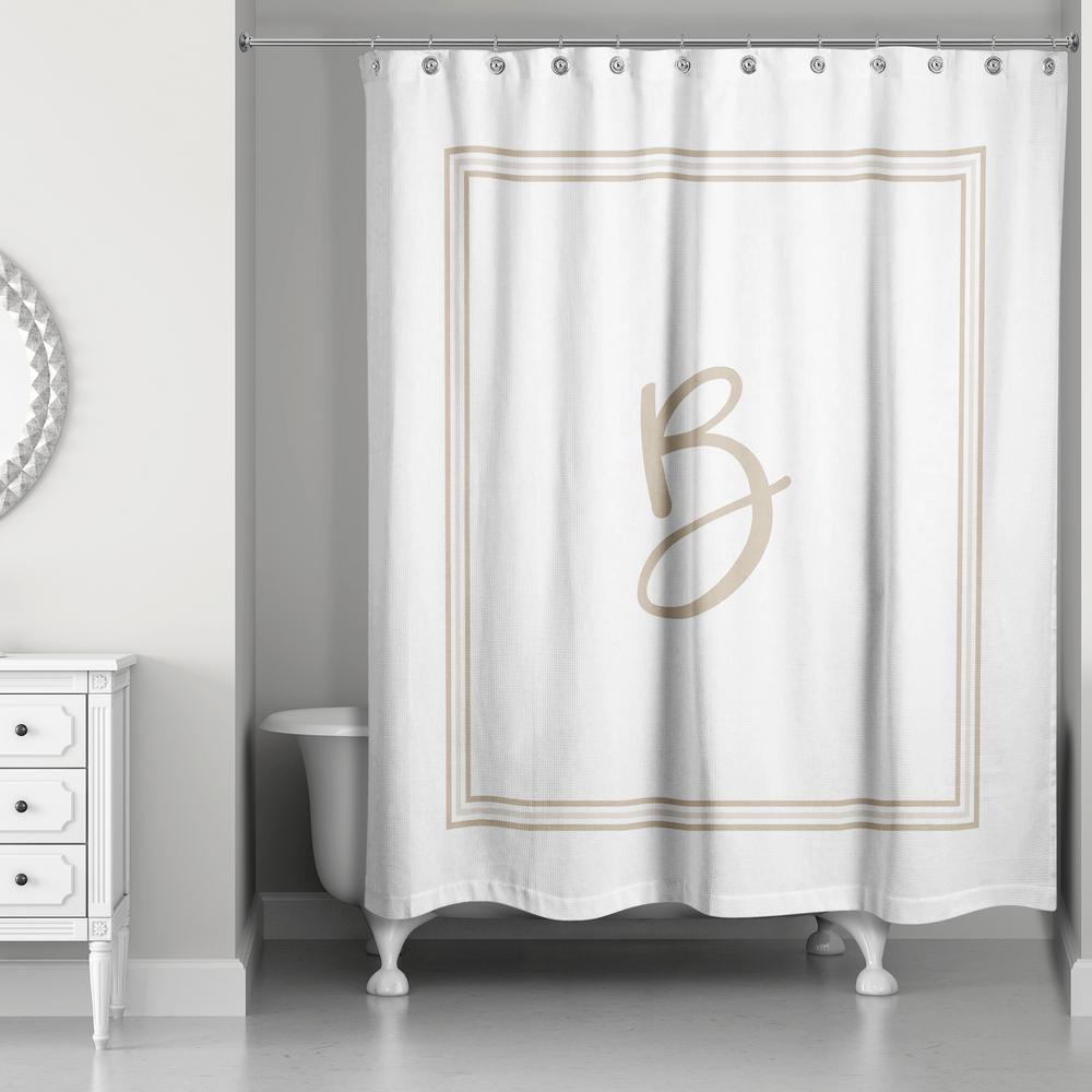 Beige Shower Curtains Accessories The Home Depot L Beige And White Letter B Monogrammed Fabric
