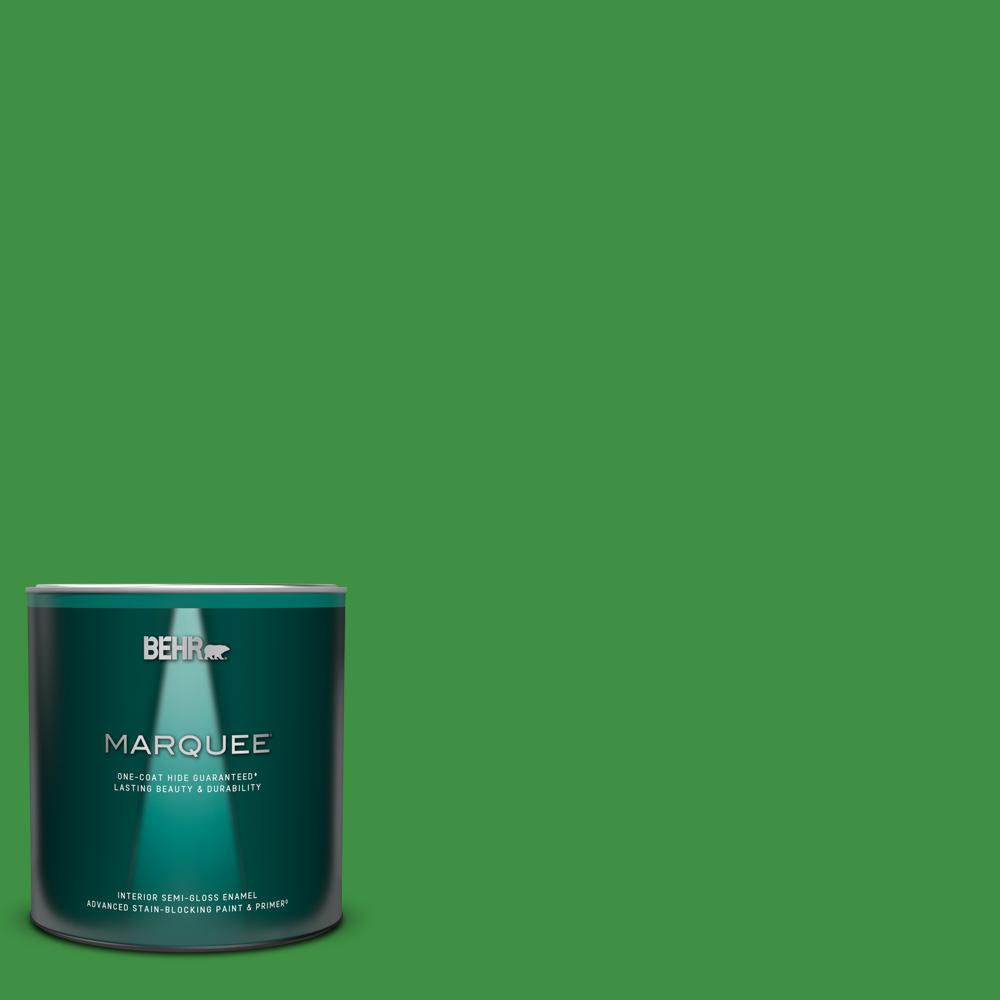 BEHR MARQUEE 1 qt. 440B7 Par Four Green SemiGloss Enamel Interior Paint and Primer in One