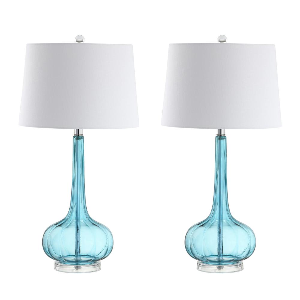 aqua glass table lamp