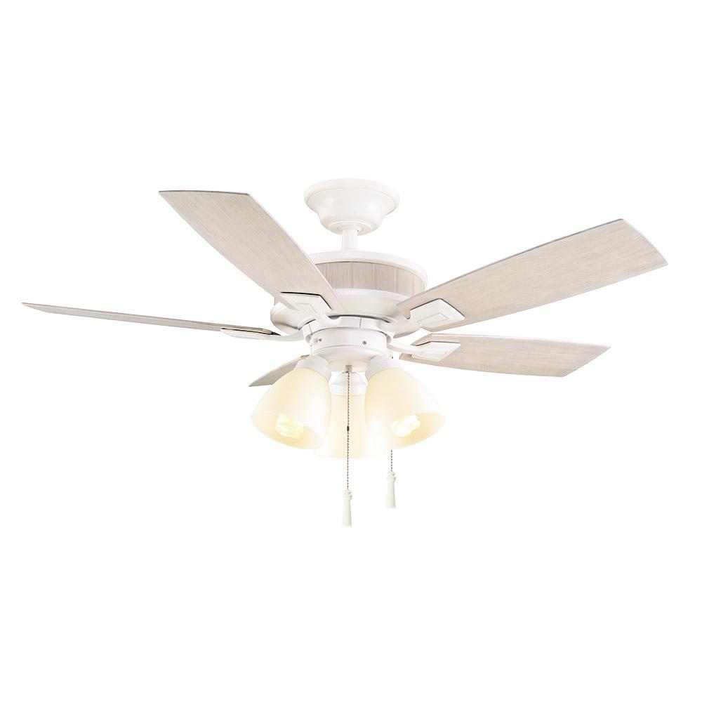 Downrod Mount Ceiling Fans Lighting The Home Depot Led Indoor Matte White Ceiling Fan With Light
