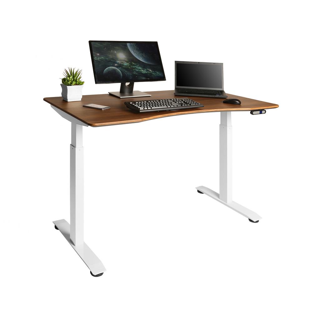 Seville Classics Airlift White Walnut Electric S2 Standing Desk