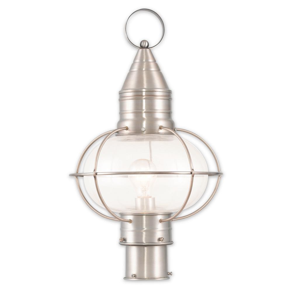 Livex Lighting Newburyport 1Light Outdoor Brushed Nickel Post Light