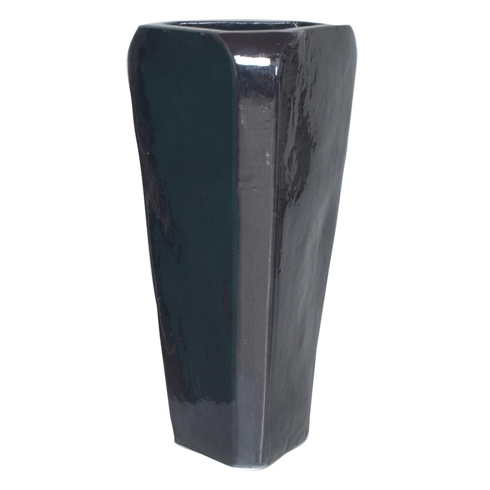 Emissary 36 in. Tall Black Triangle Ceramic Planter