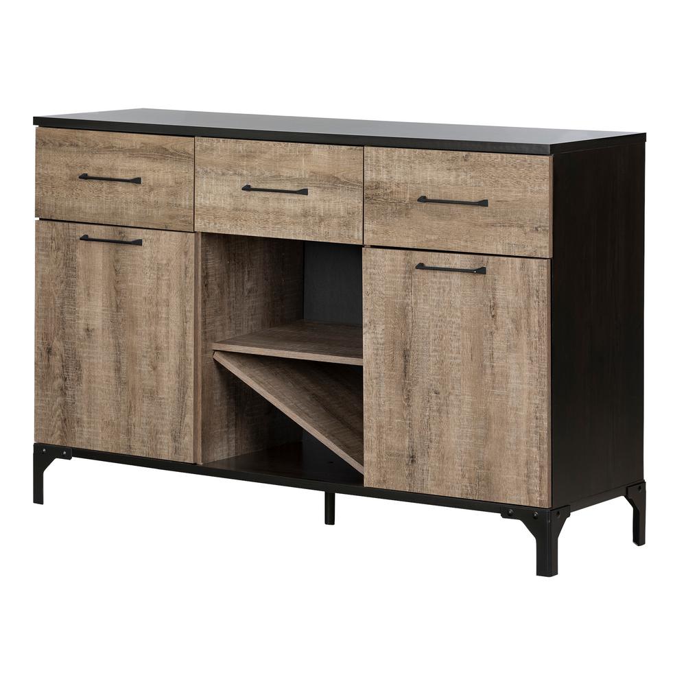 South Shore Valet 2 Drawer Weathered Oak And Ebony Nightstand 10498 The Home Depot