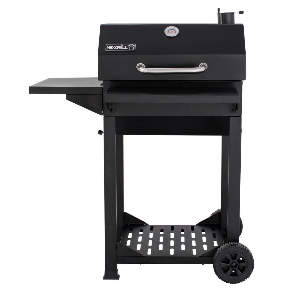 Nexgrill Cart-Style Charcoal Grill in Black with Side Shelf and Foldable Front... by Nexgrill