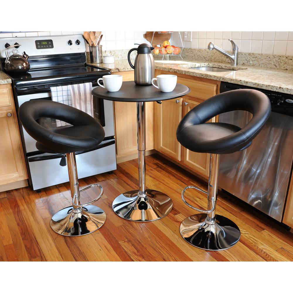 Amerihome Retro Style Bar Table Set In Black With Padded Vinyl Chair