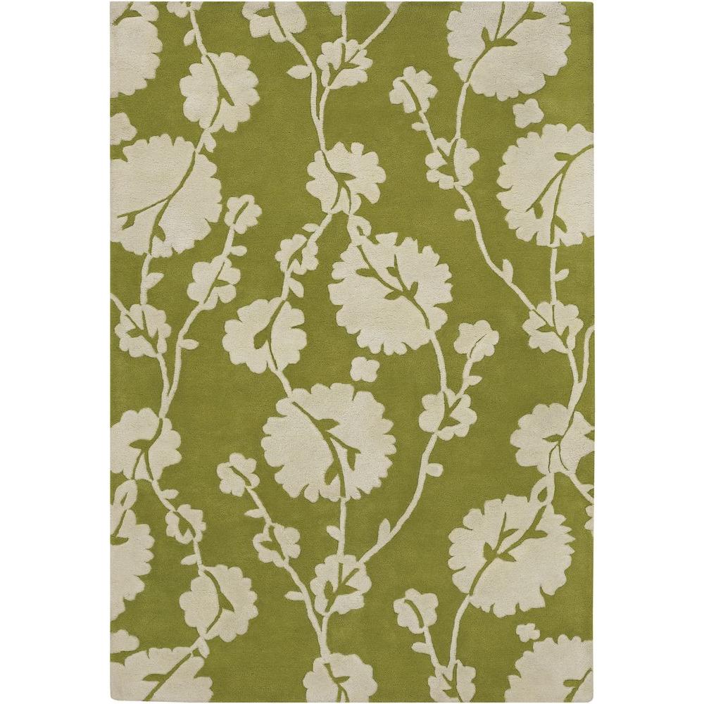 Chandra Amy Butler Olive Green/Cream 5 ft. x 8 ft. Indoor Area Rug