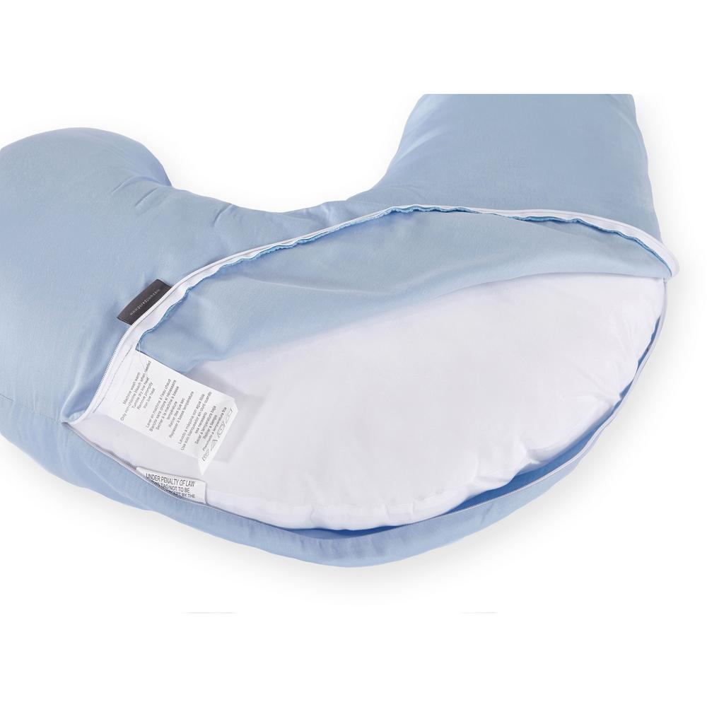 Pure Down Puredown C Shaped Contoured Pregnancy Body Side Sleeper Pillow with Zippered Cover in