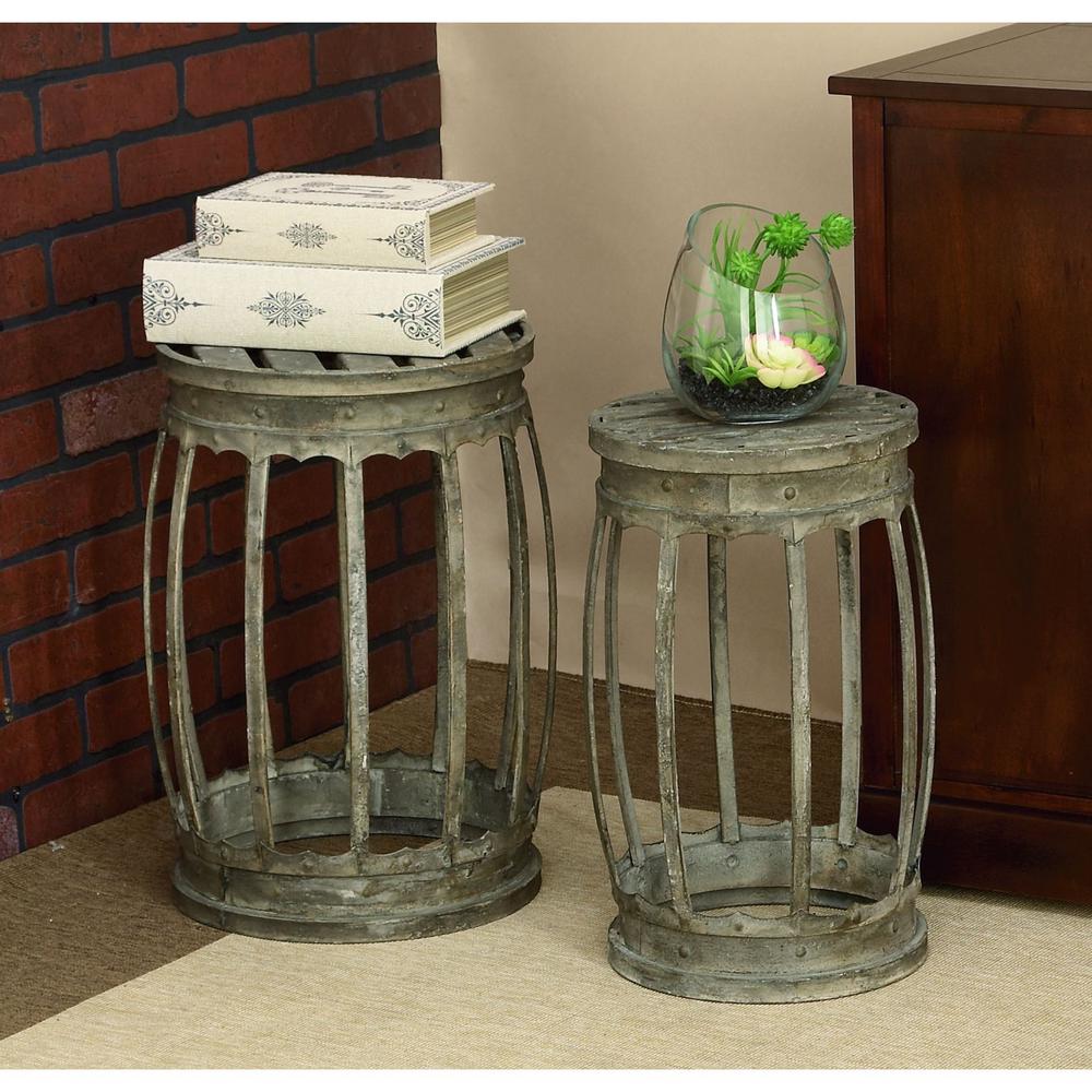 Distressed Metal Band Stools (Set of 2)-52937 - The Home Depot Distressed Metal Band Stools (Set of 2)-52937 - The Home Depot