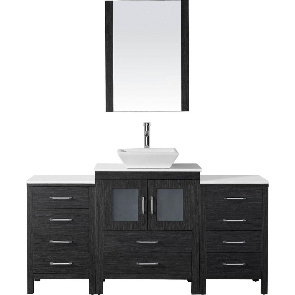 Virtu USA Dior 65 in. W Bath Vanity in Zebra Gray with Stone Vanity Top