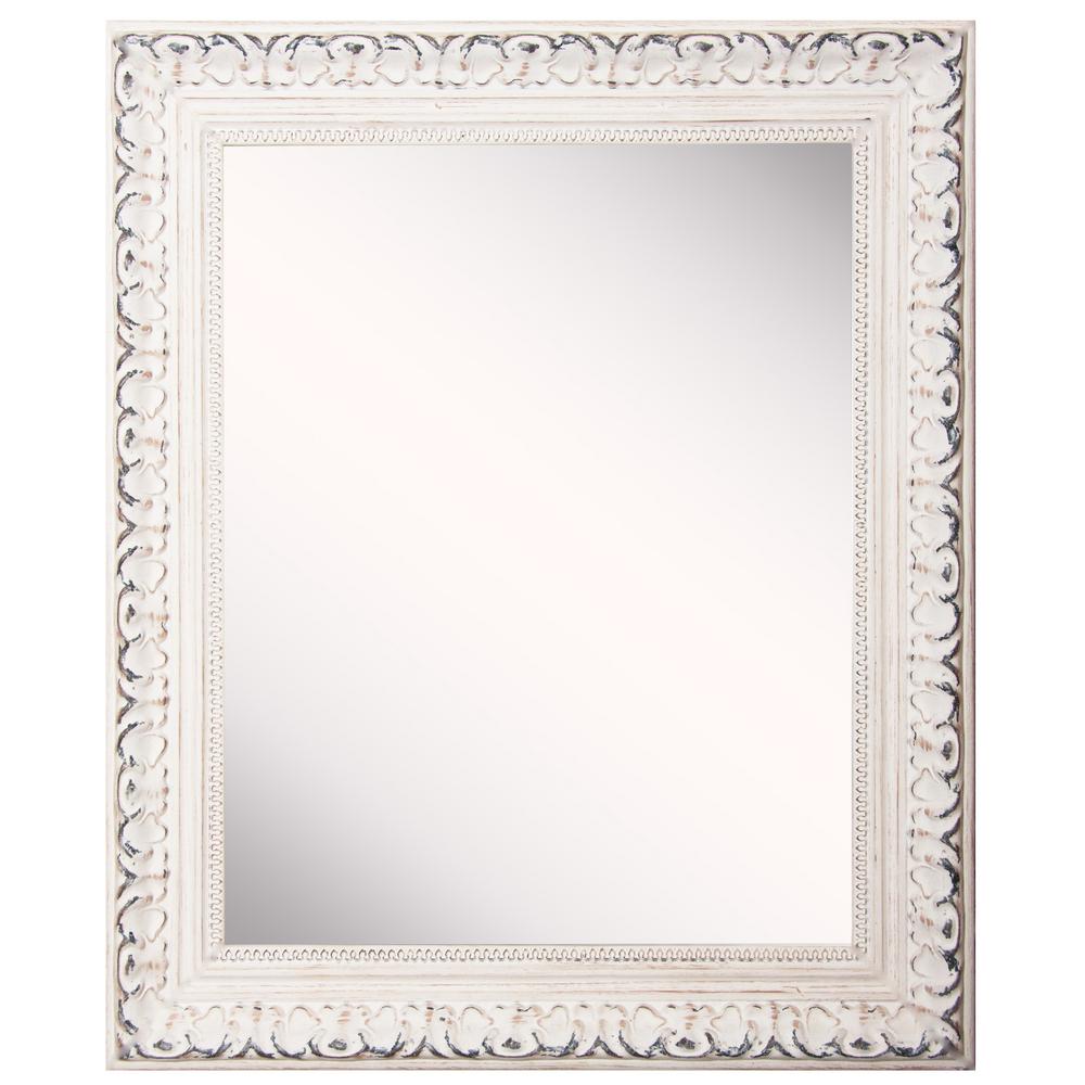 Unbranded 35 In W X 55 In H Framed Rectangular Bathroom Vanity Mirror In Antiqued White V039 34 5 54 5 The Home Depot